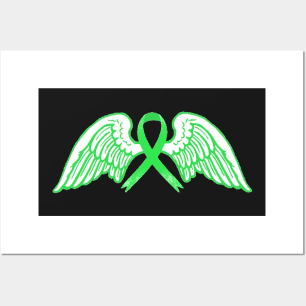 Green Awareness Ribbon with Angel Wings Wall Art by CaitlynConnor